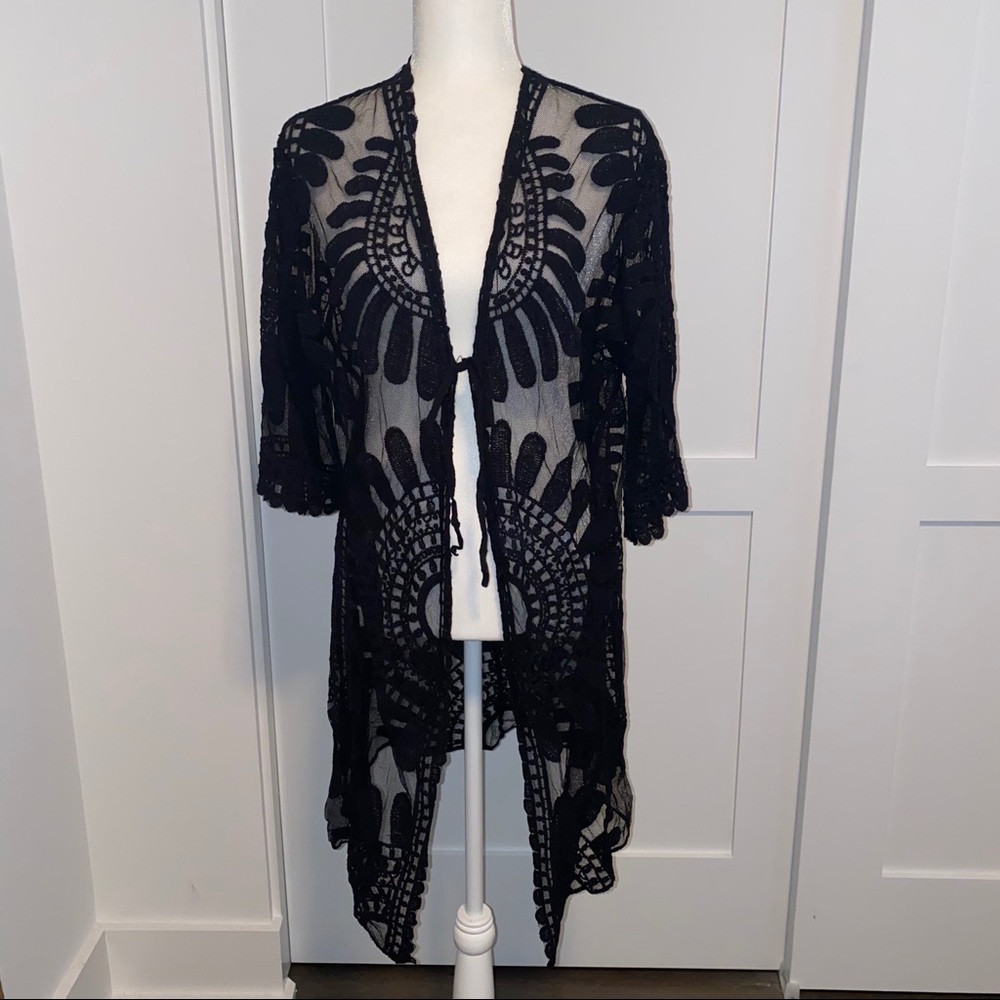 Black Sheer kimono swim covered up